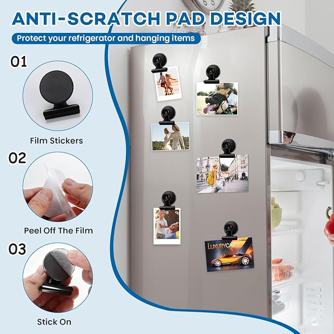 DIYMAG Magnetic Clips 60 Pack Fridge Magnets Paper Clips for Hanging Photo Heavy Duty Holder Party Graduation Collage Picture Display DIY Clip for Refrigerator Whiteboard Office Classroom Black