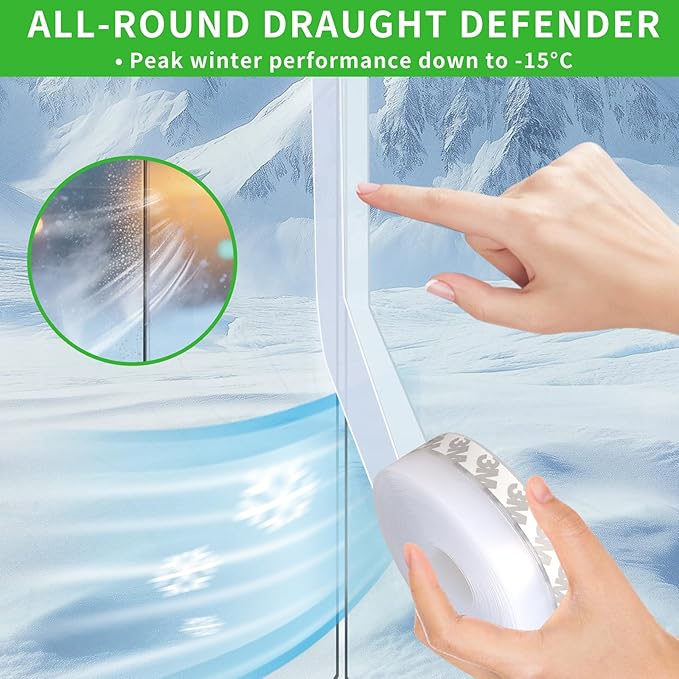 Weather Stripping Door Seal – 33ft Flexible Silicone, Strong Adhesive, Seals Medium Gaps for Winter Cold Draft Protection and Energy Efficiency