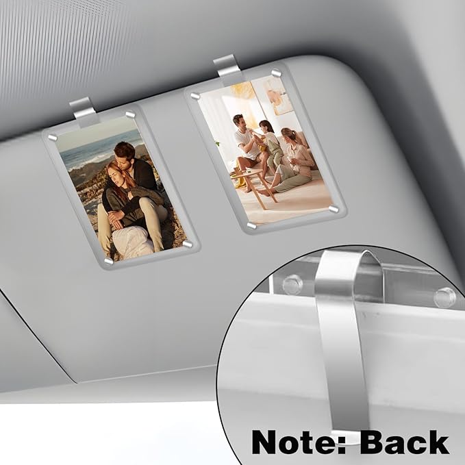2Pcs Car Picture Holder, Acrylic Magnetic Personalized Photo Holder Car Accessories Car Photo Holder Car Visor Clip, Personalized Car Picture Frame, Suitable for Adding Family or Personal Photos