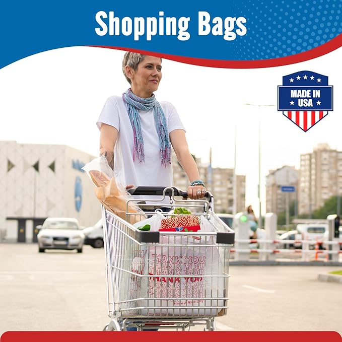 Fuxury 10000 Count (10K) - Thank You Plastic T-shirt Bags for Small Bussiness (11.5" x 6.5" x 21") White, Grocery, Take Out, To Go, Retail Shopping Bags with Handle in Bulk