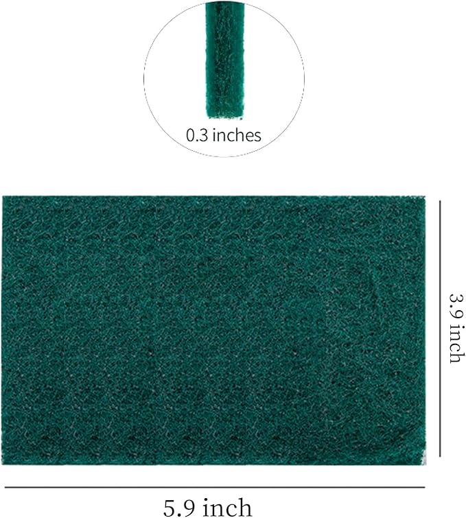 GUEICN Heavy Duty Scour Pads Sponge Dish Scrubber Non-Scratch Green Reusable Household Scrub Pads for Kitchen and Dish Cleaning Tool (24Pcs)