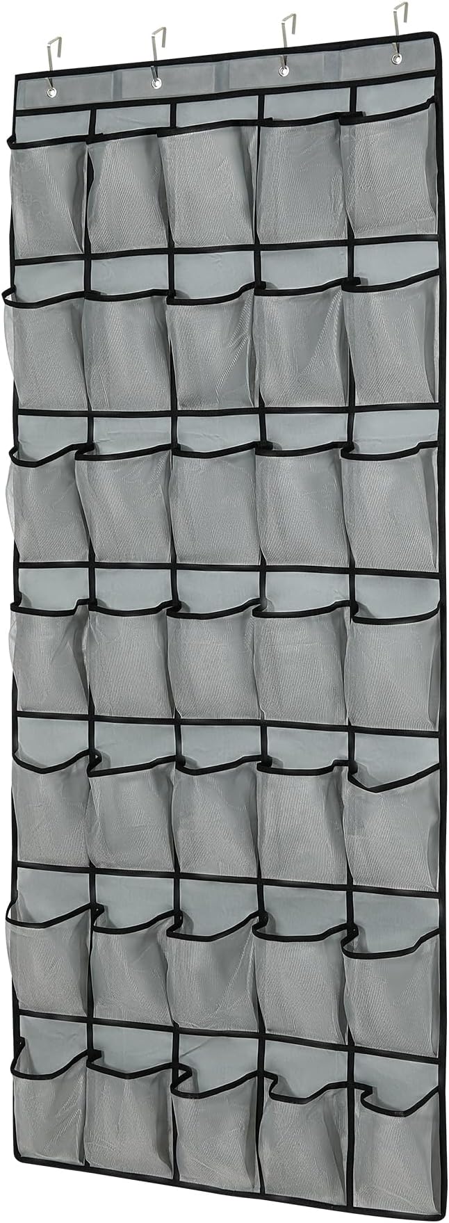 Teikou 35Large Pockets Over The Door Shoe Organizer, Mesh Pockets Shoe Holder Rack, Capacity hanging shoe organizer，door shoe rack With 4 Metal Hook.