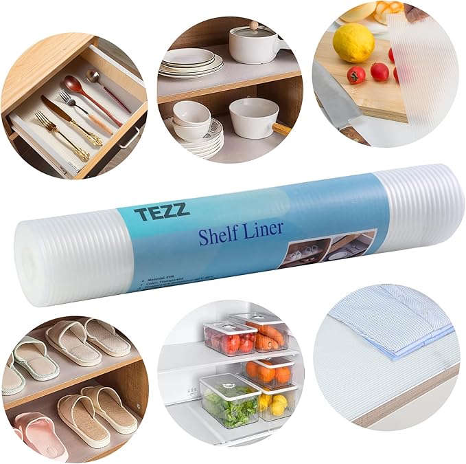Shelf Liner, 20 Inches x 20 FEET Non-Slip Kitchen Cabinet Liner, Washable Oil-Proof Non-Adhesive Contact Paper for Kitchen Drawer, Cabinet, Shelves, Refrigerator, Storage, Desks, coutertops