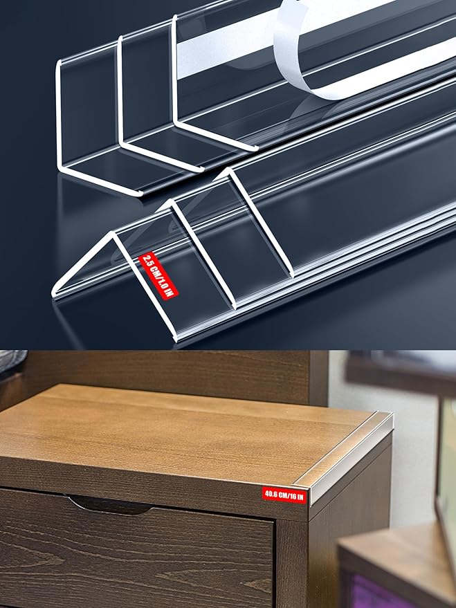 6PCS Clear Self-Adhesive Night Stand Corner Protectors，Corner Guards & Edge Protector for Wall Door Frame Cabinet Baseboard & Door, Table, Stair (3x40cm/1.18x15.75in)
