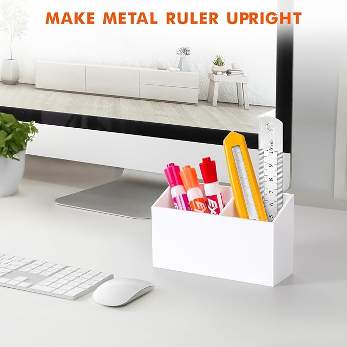 BEYGORM Magnetic Dry Erase Marker Holder for Whiteboard, Non-slip Acrylic Magnet Pen Holder for Fridge Refrigerator, Locker Organizer for Work, Locker Accessories, Pencil Cup for Desk (White)