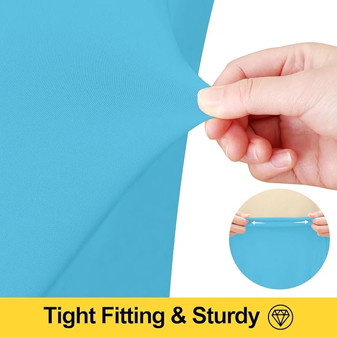 Smiry Spandex Tablecloth, Elastic Fitted Stretch Tablecloth for 4FT Rectangle Tables, Waterproof Washable Table Cover Skirt for Outdoor, Wedding, Banquet & Parties (Blue Mist, 48Lx30Wx30H Inch)