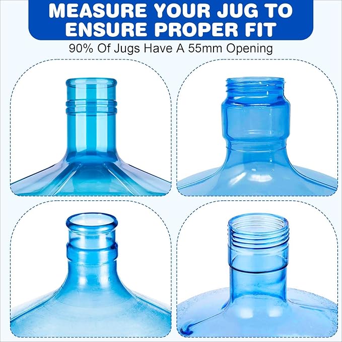 5 Gallon Water Jug Cap,Silicone Reusable Replacement Cap, Non Spill Bottle Caps for 55mm Bottle Water Dispenser Caps (10)