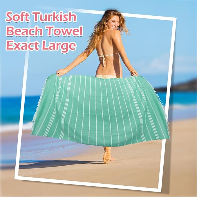 YSYJ 12 Pack Turkish Beach Towel Oversized Beach Towels 36"x71" Turkish Towel Soft Sand Free Quick Dry Lightweight Beach Towel Bath Towels Teal