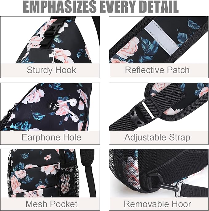 Pritent Crossbody Bags for Women Men Trendy Sling Bag Backpack Casual Chest Bag with Convertible Shoulder Strap
