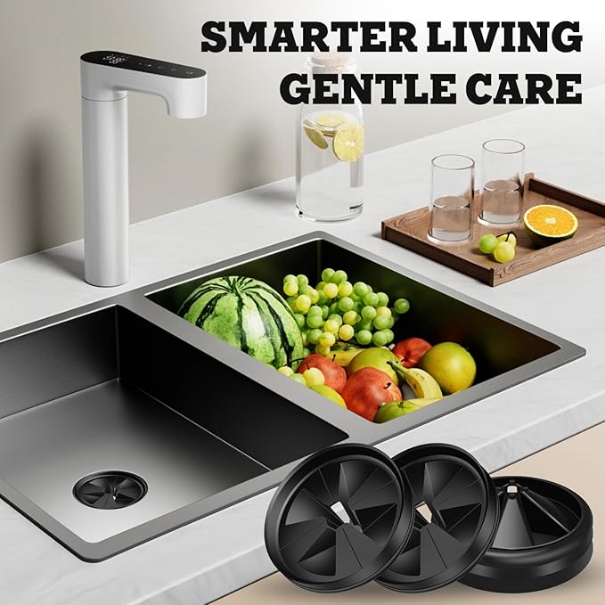 3 Pack Garbage Disposal Splash Guard - Sink Baffle 3 3/8" QCB-AM for InSinkErator Evolution Series, Removable Garbage Disposal Rubber Drain Insert Quiet Collar Drain Plugs Garbage Disposer Accessories