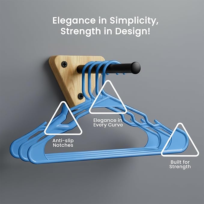 Utopia Home Clothes Hangers 30 Pack - Plastic Hangers Space Saving - Durable Coat Hanger with Shoulder Grooves (Blue)