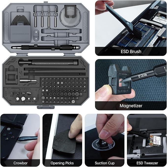 Compact Screwdriver Set, JAKEMY 105 in 1 Precision Mini Screwdriver Kit with Opening Pry Tool for Laptop, Computer, MacBook, Phone, Watch, Eyeglasses, Xbox, Modding, DIY