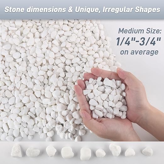 6Lb White Rocks for Plants, 1/4"-3/4" White Pebbles, Decorative Stones for Vases, Small Aquarium Gravel for Fish Tank Garden Rocks for Potted Plants & Home Decor