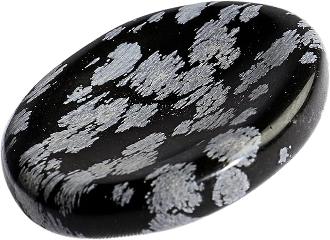 Snowflake Obsidian Worry Stones – Crystal Thumb Worry Stone for Anguish, Stress – Relaxing & Soothing Balance Stones for Meditation, Healing Stones & Crystals for Men, Women