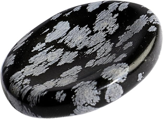 Snowflake Obsidian Worry Stones – Crystal Thumb Worry Stone for Anguish, Stress – Relaxing & Soothing Balance Stones for Meditation, Healing Stones & Crystals for Men, Women
