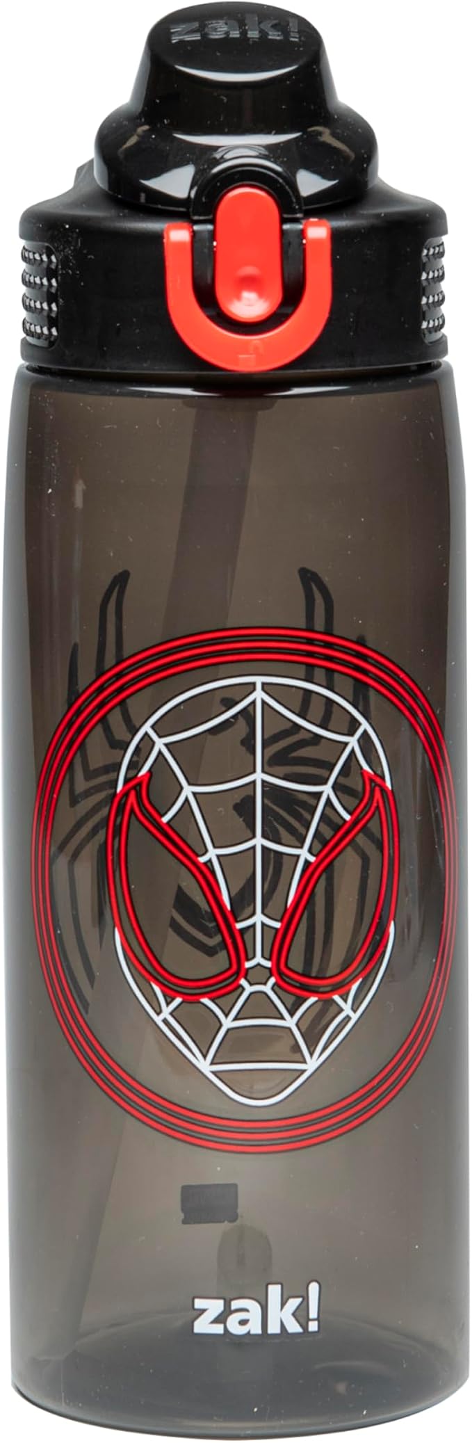 Zak Designs Marvel Spider-Man Sage Water Bottle For School or Travel, 25oz Durable Plastic Water Bottle With Straw, Handle, and Leak-Proof, Pop-Up Spout Cover (Miles Morales)