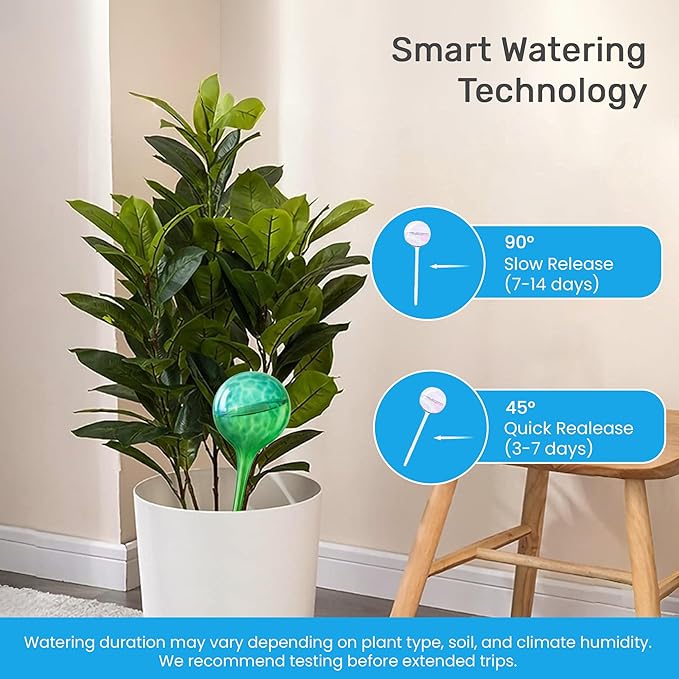 Little Green Leaf Automatic Plant Watering Globes Self Watering Planter Inserts (Set of 6) | Hands-Free Multicolor Glass Bulbs | Planter Spikes to Support Indoor & Outdoor Plant Health (350ml)