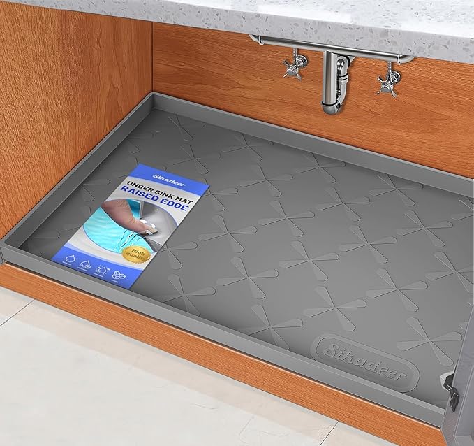 SIKADEER 34" x 22" Under Sink Mat Waterproof, Silicone Mat Kitchen Drawer Shelf and Cabinet Liner, Sink Protector for Kitchen Organizers and Storage, Boot Tray Pet Food Mats