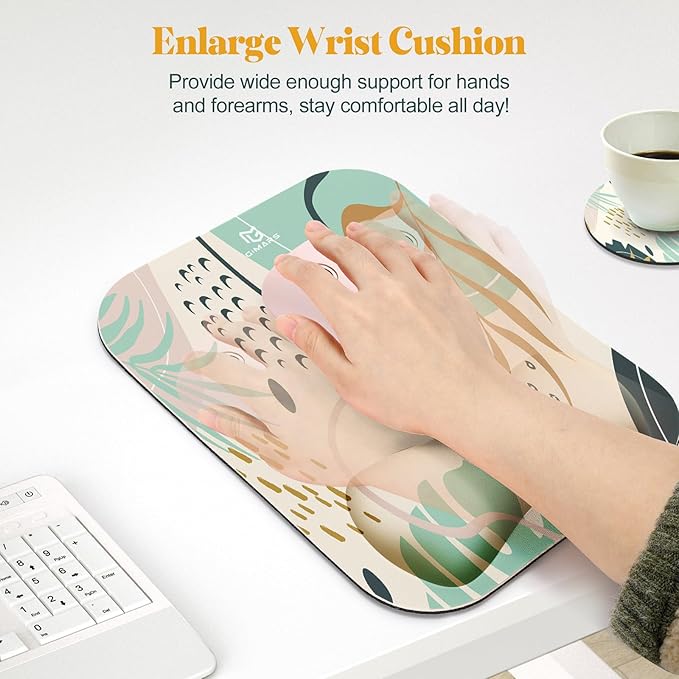 Gimars Large Smooth Superfine Fiber Memory Foam Ergonomic Mouse Pad Wrist Rest Support Mousepad with Nonslip Base for Laptop, Computer, Gaming & Office, Free Coaster Included - Morandi Blue