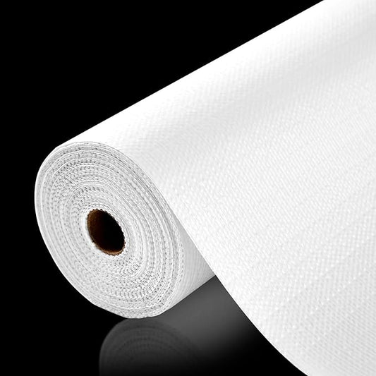 Drawer and Shelf Liner, Non-Slip Kitchen Cabinet Liners Non-Adhesive Thick Strong Grip Waterproof Washable Mats Protect Dresser Shelves Cupboard Bathroom Cabinets, White, 24 in X 10 FT