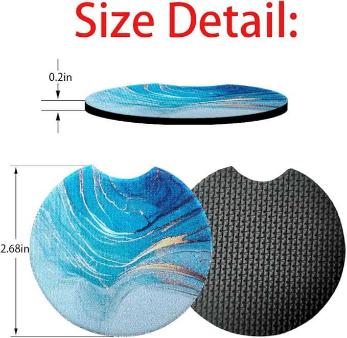 Moly Magnolia 2 Pack Car Coasters for Drinks Absorbent - 2.75 Inch Cute Car Cup Holder Coasters for Women, Removable Cup Holder Coaster for Women Girls, Car Interior Accessories (Style E)
