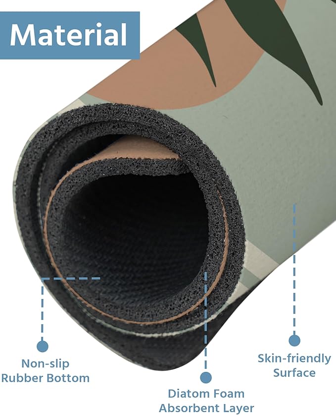 Patterned Sink Faucet Mat Kitchen Splash Guard Super Absorbent Drying Mat, Non-Slip Drain Pad for Kitchen Counter or Bathroom-15x5.5in