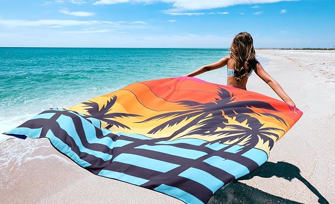 Beach Blanket Waterproof Sandproof Extra Large Beach Mat 79" X 83"/120"x108" for 1-8 Adults Quick Drying Durable Outdoor Picnic Mat for Beach Travel Camping Hiking