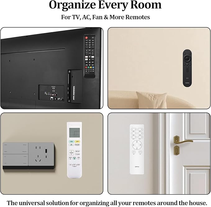 Magnetic Remote Control Holder Wall-Mounted Remote Holder Adhesive Strips Easy Installation for TV, Fan, and AC Remotes to Organize Home & Office (6 Pack)