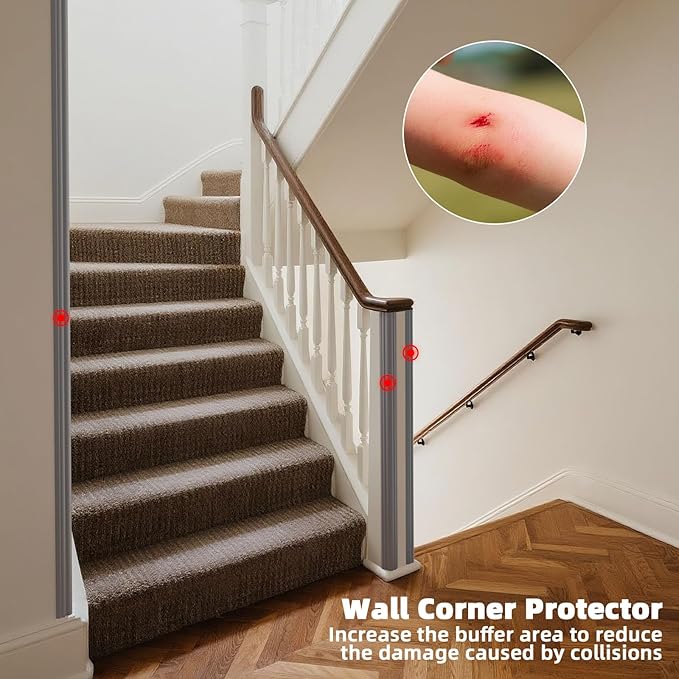 Wall Corner Protector & Edge Guard，Peel and Stick Wall Trim Moulding Inside & Outside Corner Molding Trim Caulk Strip, Self Adhesive Trim for Wall Edge,Ceiling,Countertop, 1.6” W x10’ L，Grey