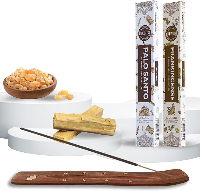 Trumiri Incense Sticks - Combo Pack of 40 Insence-Sticks - 20 Palo Santo + 20 Frankincense - Insenses - Insents - Incents - Inscense - Incence - Incienso - All Natural Incense Sticks