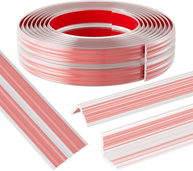 Wall Corner Protector & Edge Guard，Peel and Stick Wall Trim Moulding Inside & Outside Corner Molding Trim Caulk Strip, Self Adhesive Trim for Wall Edge,Ceiling,Countertop, 0.8” W x20’ L，Clear