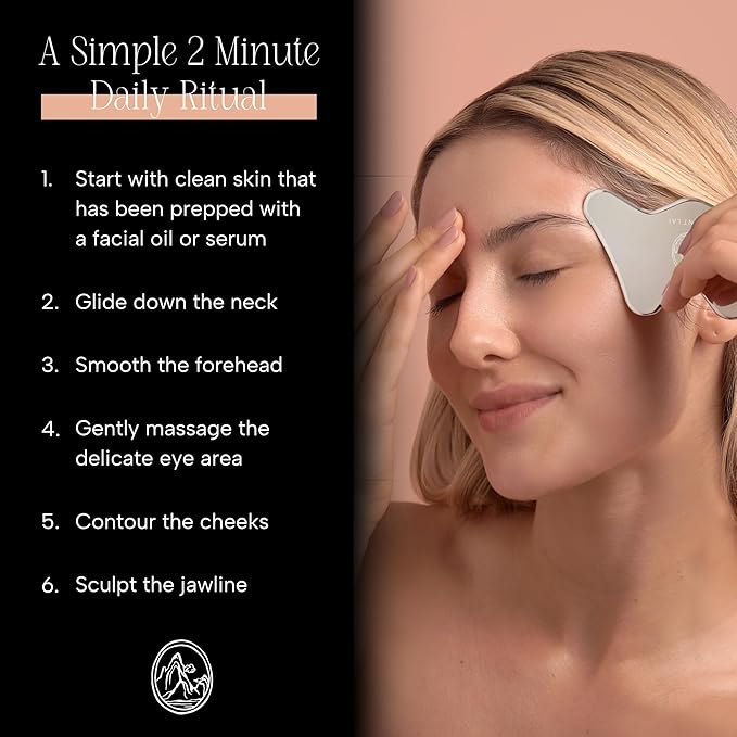 Mount Lai The Vitality Qi Stainless Steel Gua Sha Contour Tool - Face & Body Guasha Tools for Self-Care, Sculpting, Puffiness Relief & Muscle Tension Massage