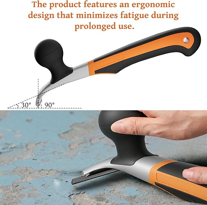 Professional 2-1/2" Tungsten Carbide Scraper - Extra Long Double-Sided Blade for Removing Paint, Epoxy, Rust, Adhesive & Carpet Glue - Heavy Duty Ergonomic Scraper Tool (With an additional blade)