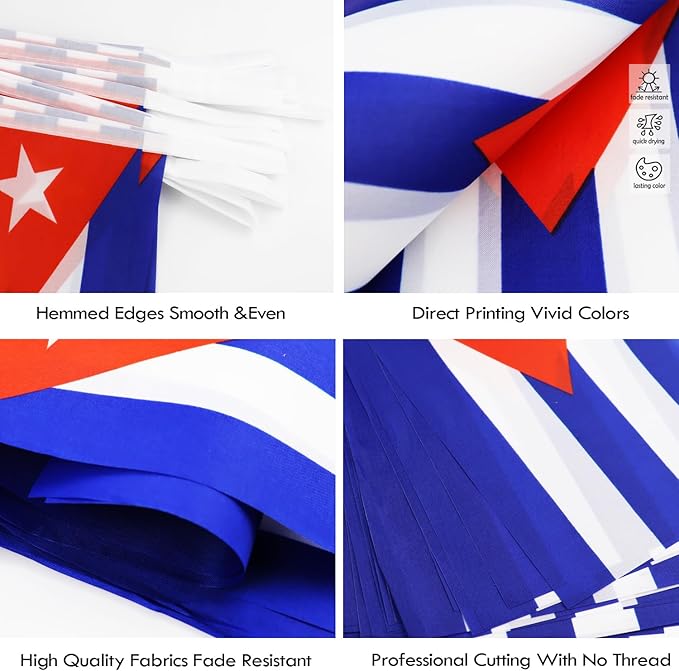 Cuba String Flag Pennant Banner - 38 Flags, 42 Feet Small Mini Cuban Flags Bunting Banner for Country Decoration, School, Party, Sports Events