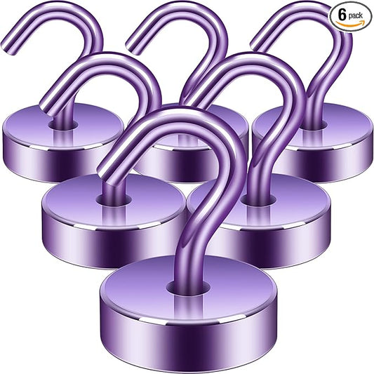 Neosmuk Magnetic Hooks, Cruise Ship Essentials, 40lb+ Heavy Duty Magnetic Hooks for Cruise Cabins, Refrigerator, Grill, Hanging, and Travel | Extra Strong Must-Haves Magnet Hook,Purple