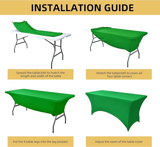 ZarzaaSik 2-Pack 6ft Spandex Table Covers for Rectangle Standard Folding Tables - Wrinkle Resistant Stretch Tablecloths - Ultimate Fitted Table Protector for Parties, Trade Shows, Banquet