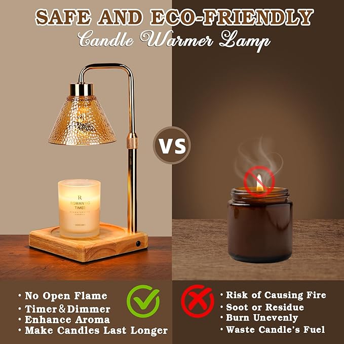 Modern Candle Warmer Lamp, Dimmable Candle Lamp Warmer with Timer, Birthday Gifts for Women Who Have Everything, Christmas Gifts for Mom, Adjustable Men's Candle Lamp, Cozy Living Room Bedroom Decor