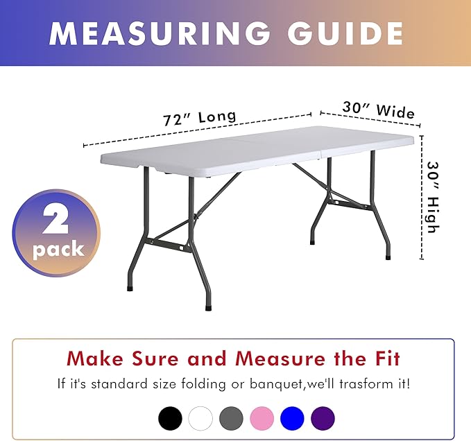 Nasitos 2 Pack Spandex Purple Tablecloths for 6 Foot Rectangle Table-Open Back Valentine's Stretch Tablecloths for 6 Foot, Washable and Wrinkle Resistant for Wedding, Parties, Buffet, Baby Shower