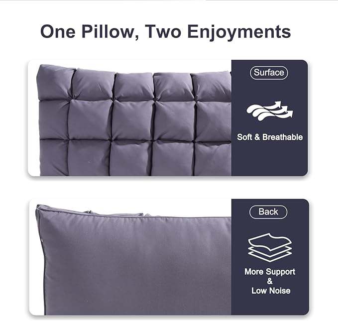 YOUR MOON Pillows Queen Size Set of 2, Soft Support Queen Pillow 2 Pack for Bed, Fluffy Down Alternative Pillow, Luxury Hotel Gel Pillows for Side Sleeping (Gray)