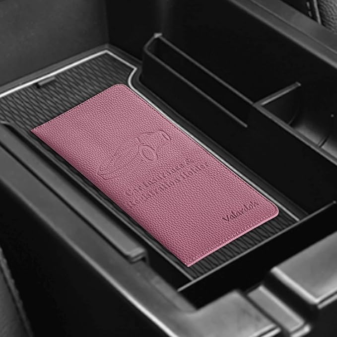 Valardoh Premium Car Registration and Insurance Card Holder, Car Document Holder for Cards, Driver License & other Essential Documents (Purple)