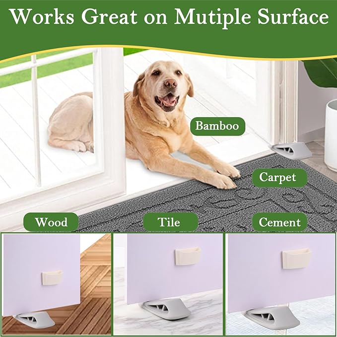 Fursafe&Q Rubber Door Stoppers for Bottom of Door, Door Stop Wedge with Holder, Heavy Duty Doorstops 8 Pack, Wall Protector for Home & Office & School & Commercial Doorstop Keep Open Stack Grey