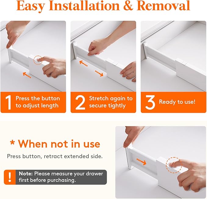 Lifewit 5 Pack Drawer Dividers Plastic 4" High, 13.5-22" Adjustable Drawer Organizers for Clothes, Expandable Dresser Separators in Bedroom/Bathroom/Kitchen/Fridge/Office Organization and Storage