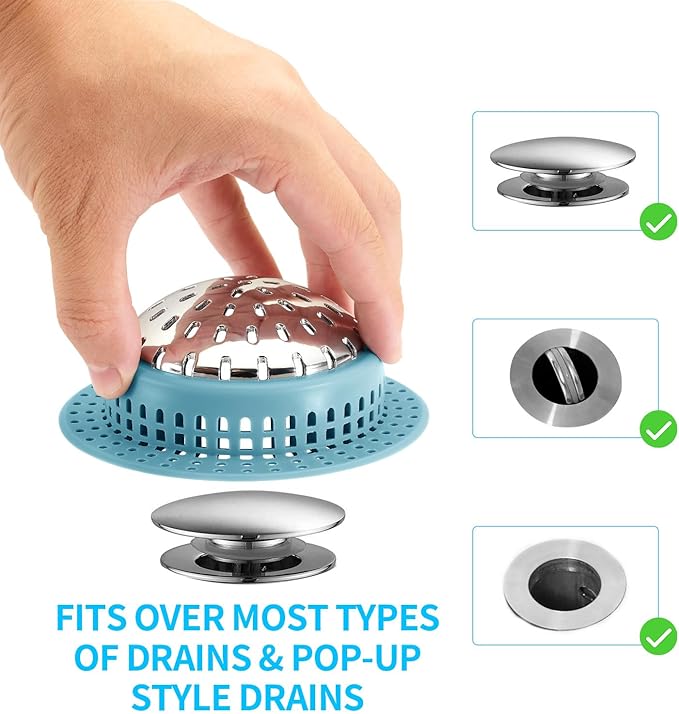 Aluvor Shower Drain Hair Catcher, Shower Drain Cover, Bathtub Drain Hair Catcher for Pop-Up & Regular Drains