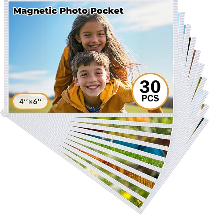 Magnetic Picture Frame, 30 Pcs Magnetic Picture Frames for Refrigerator 4x6, Magnetic Photo Frames with White Border, Refrigerator Magnets for Pictures Suitable Home, School, Office (white, 4x6-30pcs)