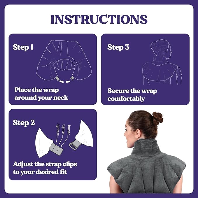 Microwavable Heating Pad for Neck, Shoulders, and Back by Joy & Grace | 5 Lb Weighted Neck & Shoulder Wrap | Moist Heat Therapy Pack for Relaxation and Comfort | Soft Micro-Mink Cover | Scented Gray