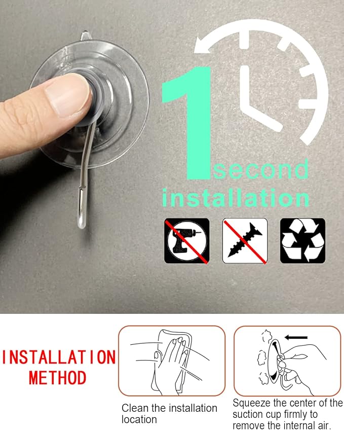 Suction Cup Hooks, Transparent PVC Removable Reusable, for Glass Windows, Mirrors, Doors, Tiles, 30 Pack