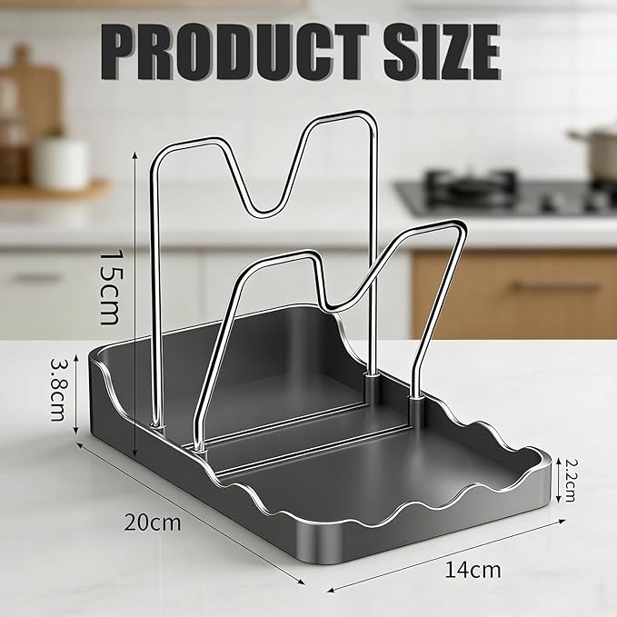 Rottipe Multi-Functional Kitchen Pot Lid Storage Rack - Double Layer Holder for Pots, Cutting Boards, Spoons & Chopsticks - Rust-Resistant Carbon Steel - Black