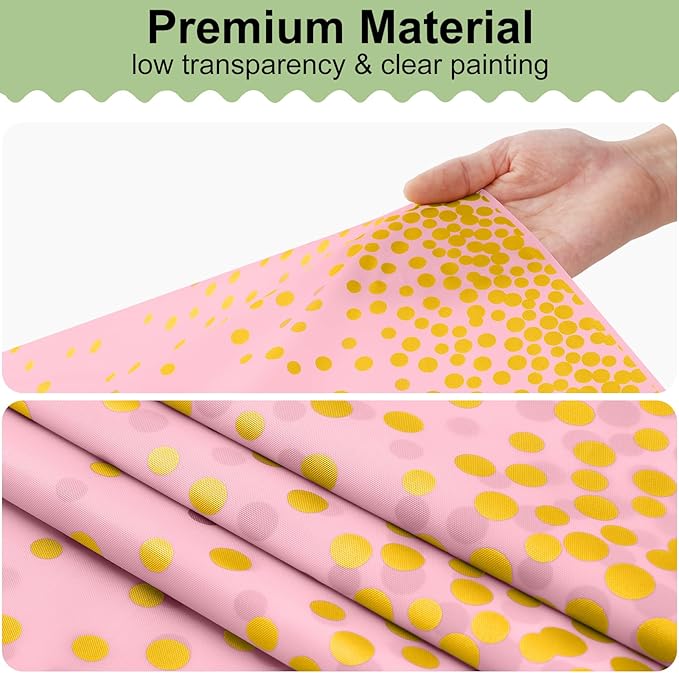 misaya 10 Packs Dot Disposable Table Cloth, 54 x 108 Inch Waterproof Plastic Tablecloth, Rectangle Gold Dots in Pink Table Covers for Mother's Day, Picnic, Birthday, Party
