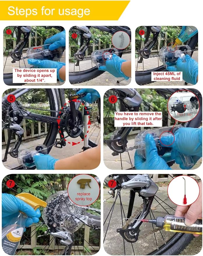 Bike Chain Lubricant Oil and Cleaner Set - 2oz Wet Lube & 19oz Degreaser with Chain Scrubber Brush Tool for Bicycle Maintenance Care Kit