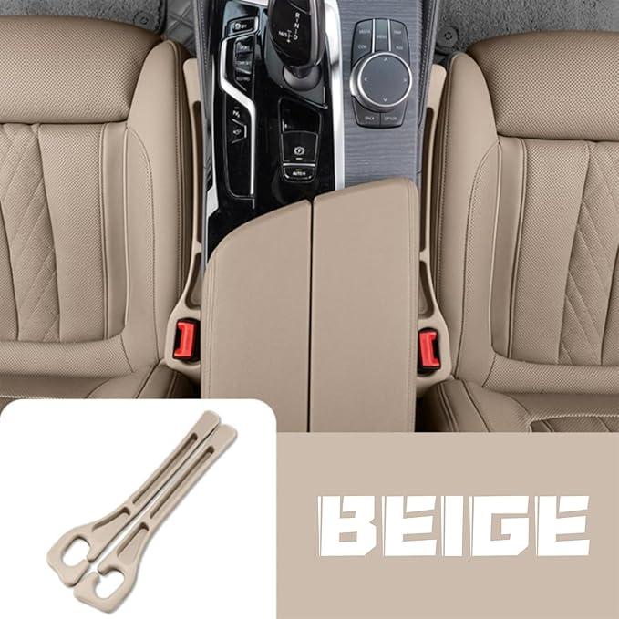 NOBEYSTON Car Seats Gap Filler Dual-Slot Car Seat Gap Organizer – with Belt Slot, Anti-Drop Gap Filler for Cars & SUVs – No More Lost Items, All Within Reach (2PCS) (Beige)